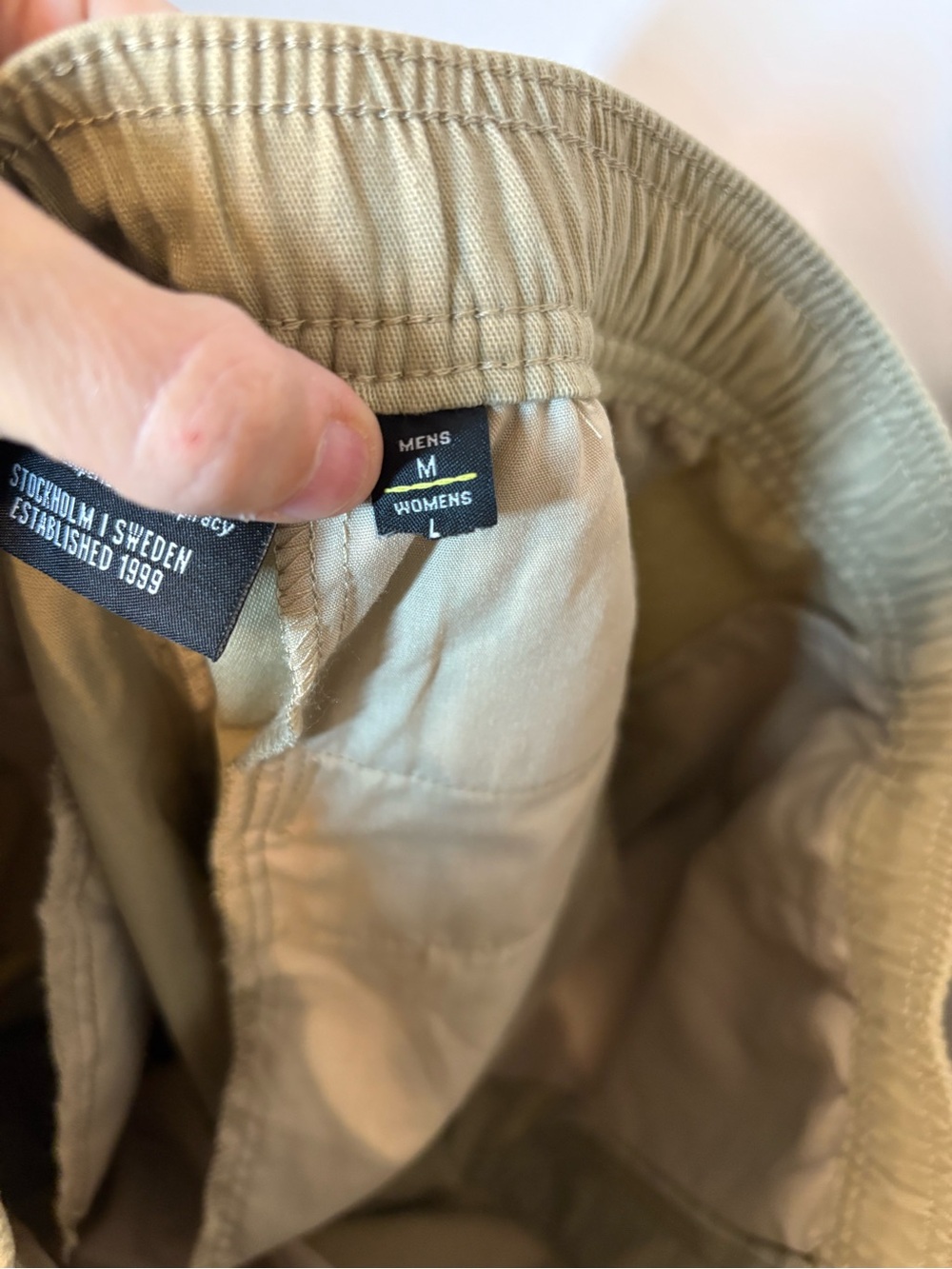 Wesc Men's Medium Women's Large Khaki Cargo Pants Drawstring Waist Gorpcore Hik - Picture 10 of 13